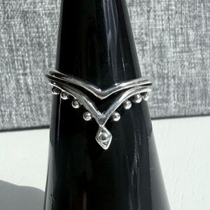 Chevron Design Silver Women's Ring Boho First knuckle size 4